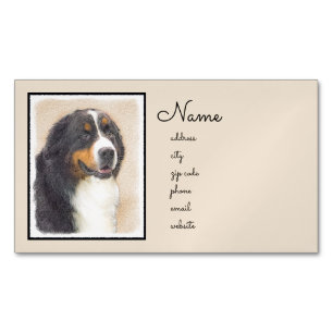 Bernese Mountain Hund Painting - Original Hund Art Magnetiska Visitkort