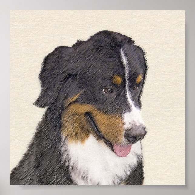 Bernese Mountain Hund Painting - Original Hund Art Poster (Framsidan)