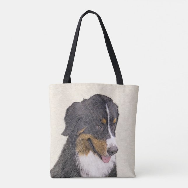 Bernese Mountain Hund Painting - Original Hund Art Tygkasse (Baksida)