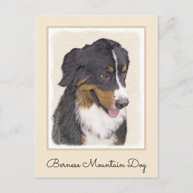 Bernese Mountain Hund Painting - Original Hund Art Vykort (Framsida)