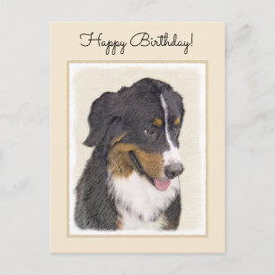 Bernese Mountain Hund Painting - Original Hund Art Vykort