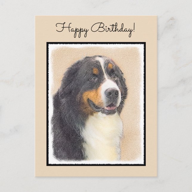 Bernese Mountain Hund Painting - Original Hund Art Vykort (Framsida)
