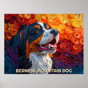 Bernese Mountain Hund Papper Quilling Art Porträtt Poster