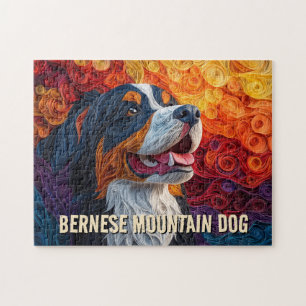 Bernese Mountain Hund Papper Quilling Art Porträtt Pussel