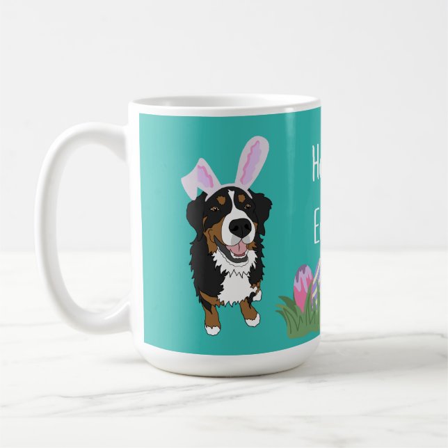 Bernese Mountain Hund Påskhare Kaffemugg (Vänster)