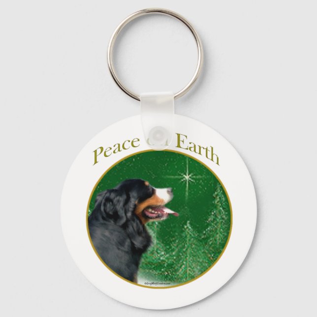 Bernese Mountain Hund Peace Nyckelring (Framsida)