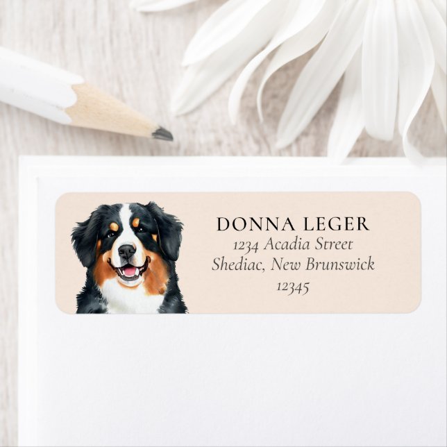 Bernese Mountain Hund Personlig Adress Returadress Etikett (Insitu)