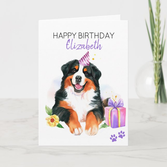 Bernese Mountain Hund Personlig Grattis på födelse Kort (Framsida)