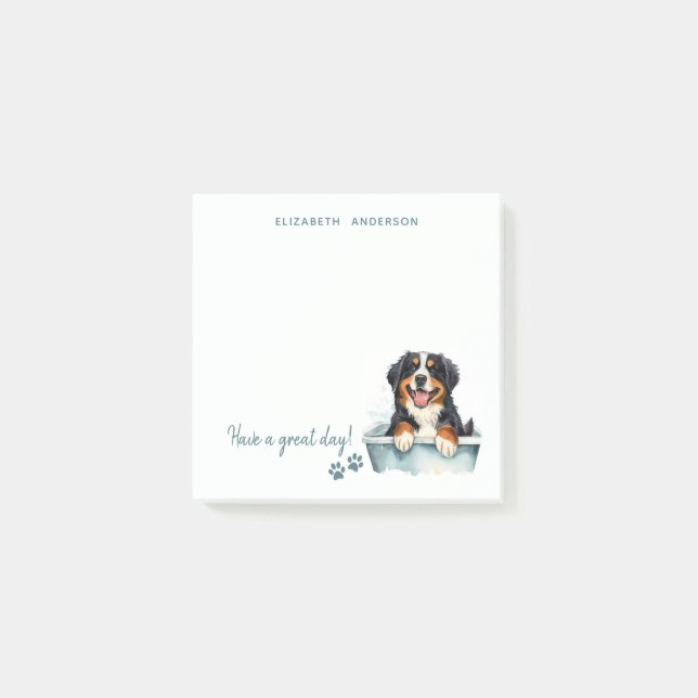 Bernese Mountain Hund Personlig Post-it Block (Framsida)