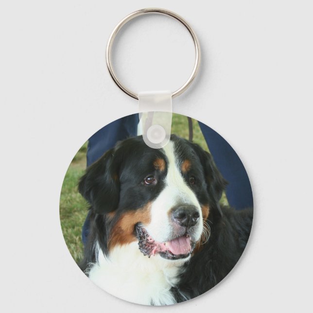 Bernese Mountain Hund Photo Nyckelring (Framsida)