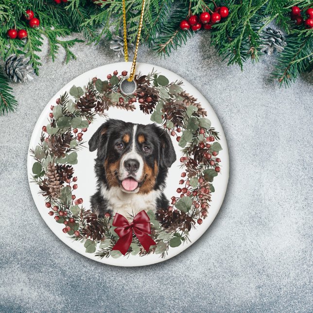 Bernese Mountain Hund Pinecone WAN Personlig Julgransprydnad Keramik (Skapare uppladdad)