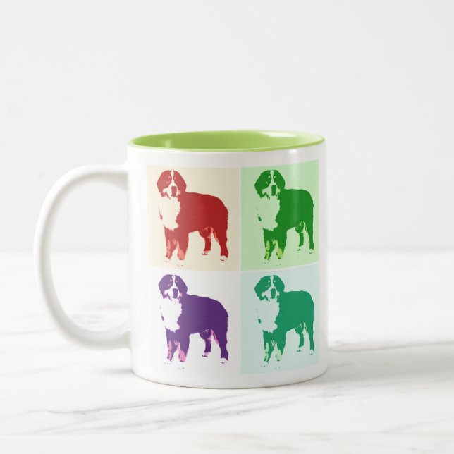 Bernese Mountain Hund Pop Art 2 Två-Tonad Mugg (Vänster)