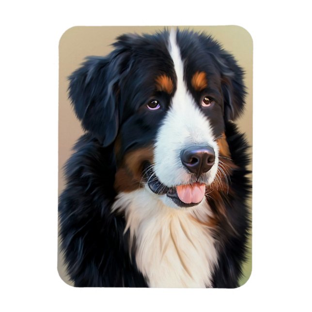 Bernese Mountain Hund Porträtt Magnet (Vertikal)