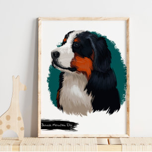 Bernese Mountain Hund Porträtt   Pet Porträtt Poster
