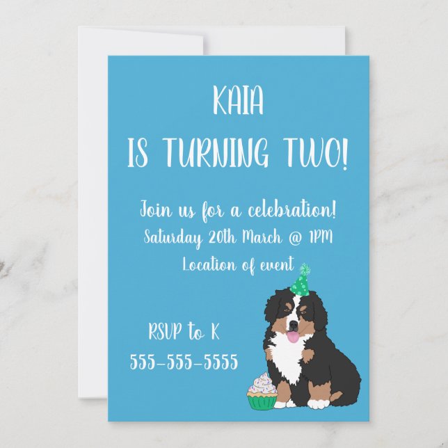 Bernese Mountain Hund Puppy Birthday Inbjudningar (Framsida)