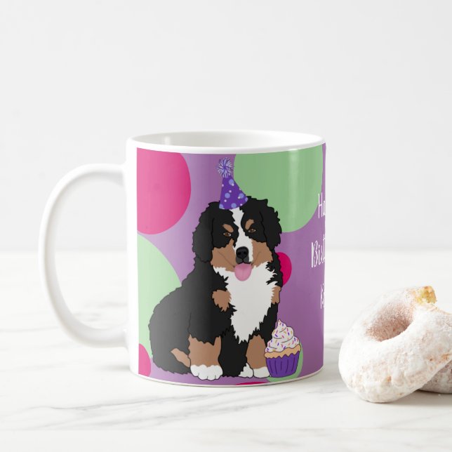Bernese Mountain Hund Puppy Birthday Kaffemugg (Med munk)