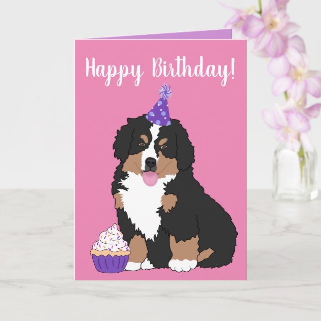 Bernese Mountain Hund Puppy Birthday Kort (Orkide)