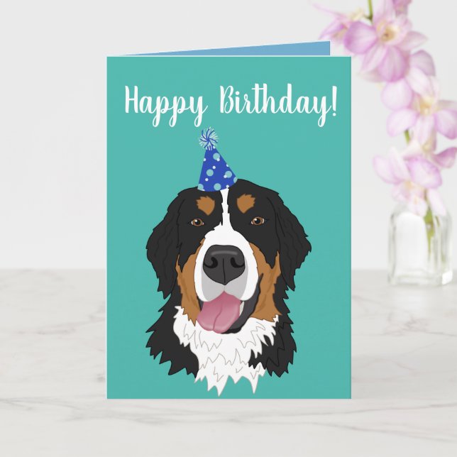Bernese Mountain Hund Puppy Birthday Kort (Orkide)