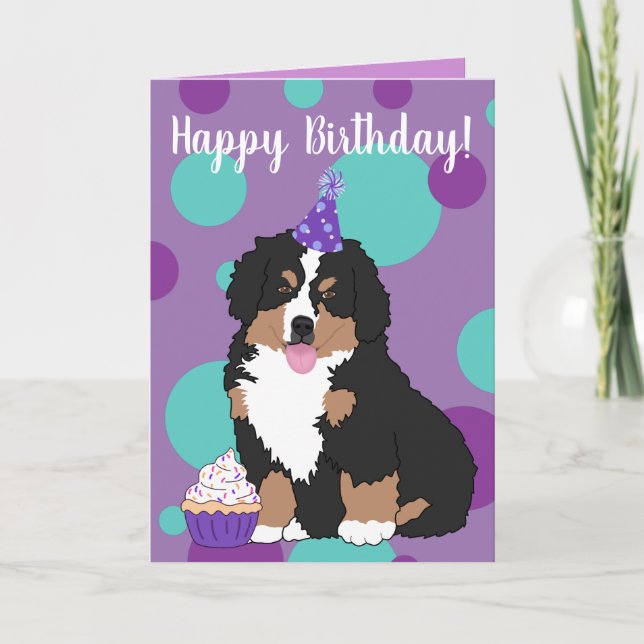 Bernese Mountain Hund Puppy Birthday Kort (Framsida)