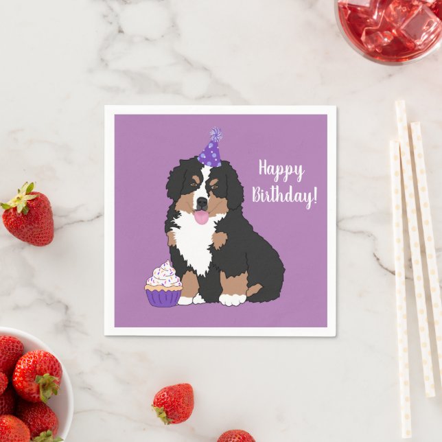 Bernese Mountain Hund Puppy Birthday Pappersservett (Insitu)