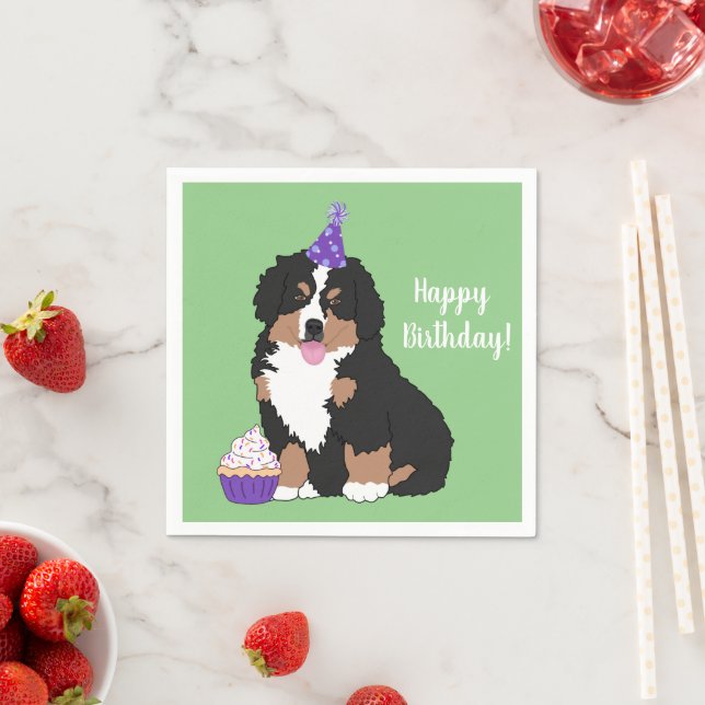 Bernese Mountain Hund Puppy Birthday Pappersservett (Insitu)