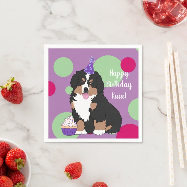Bernese Mountain Hund Puppy Birthday Pappersservett (Insitu)