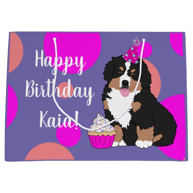 Bernese Mountain Hund Puppy Large Gift Bag (Framsidan)