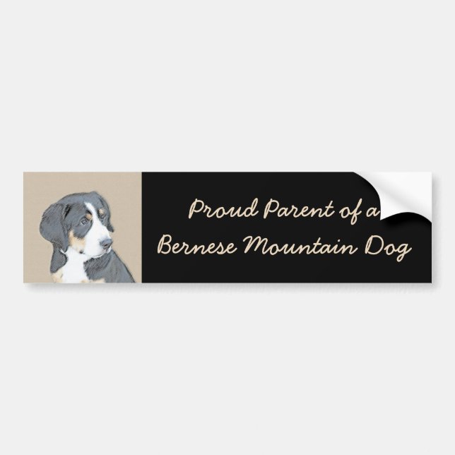 Bernese Mountain Hund Puppy Painting - Original Ar Bildekal (Framsidan)