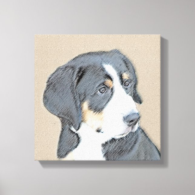 Bernese Mountain Hund Puppy Painting - Original Ar Canvastryck (Framsida)