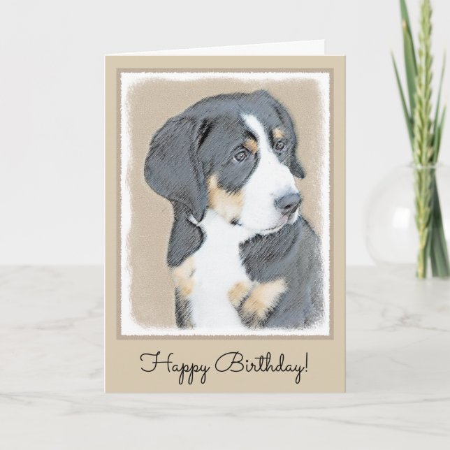 Bernese Mountain Hund Puppy Painting - Original Ar Kort (Framsida)