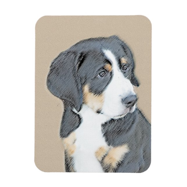Bernese Mountain Hund Puppy Painting - Original Ar Magnet (Vertikal)