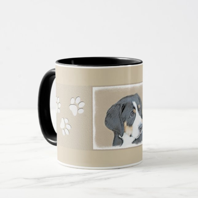 Bernese Mountain Hund Puppy Painting - Original Ar Mugg (Framsida vänster)