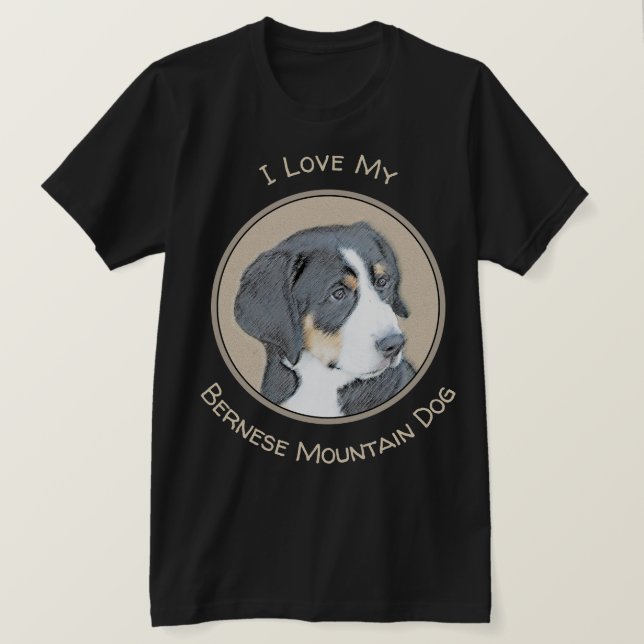 Bernese Mountain Hund Puppy Painting - Original Ar T Shirt (Design framsida)