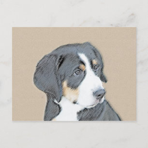 Bernese Mountain Hund Puppy Painting - Original Ar Vykort