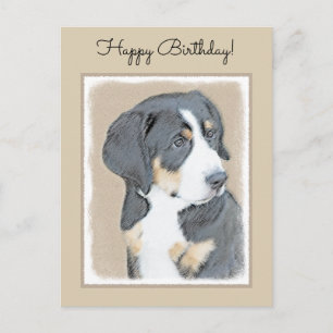 Bernese Mountain Hund Puppy Painting - Original Ar Vykort
