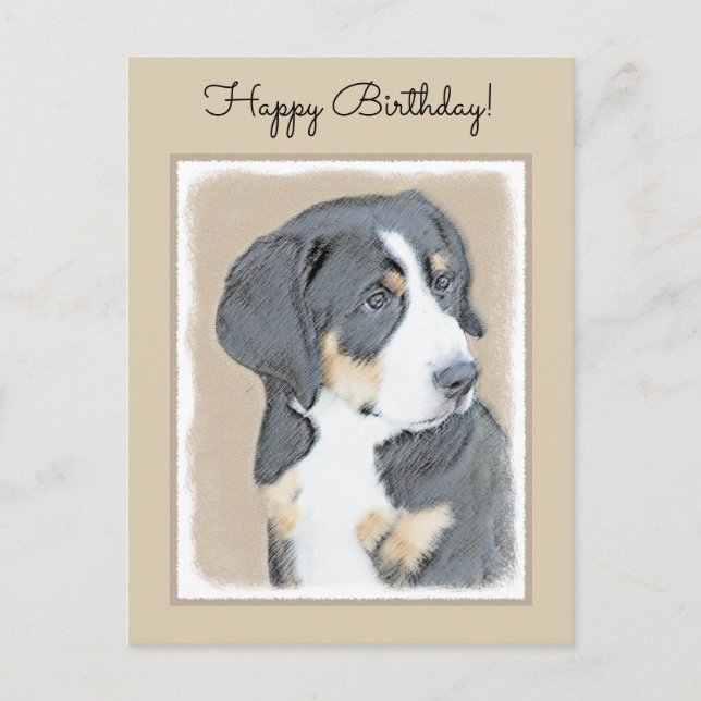 Bernese Mountain Hund Puppy Painting - Original Ar Vykort (Framsida)
