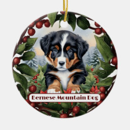Bernese Mountain Hund Puppy Personlig jul Julgransprydnad Keramik