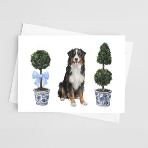 Bernese Mountain Hund Puppy Topiary Watercolor Kort