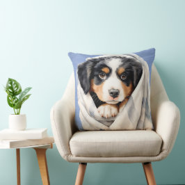 BERNESE MOUNTAIN HUND PUPPY UNDER BLANKET KUDDE
