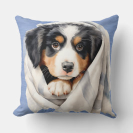BERNESE MOUNTAIN HUND PUPPY UNDER BLANKET KUDDE