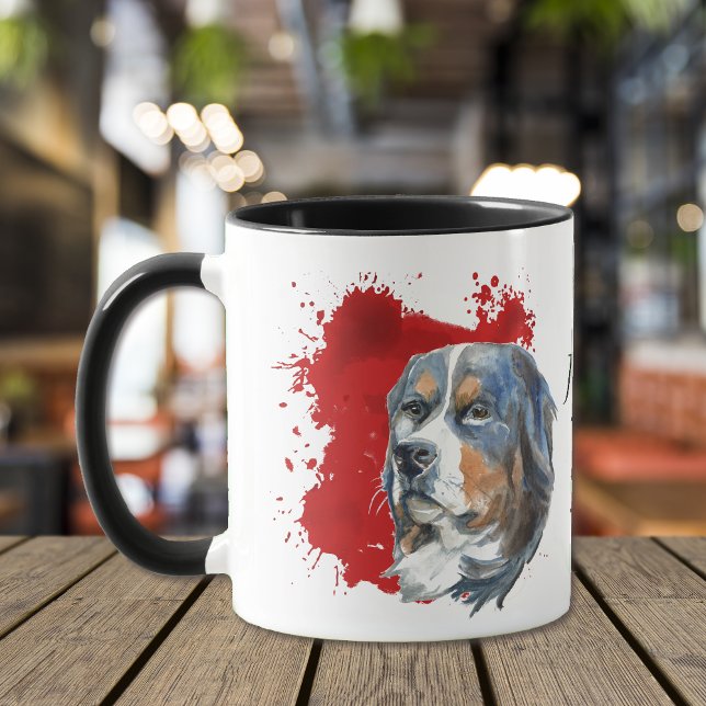 Bernese Mountain Hund Red Abstrakt Mugg (Skapare uppladdad)