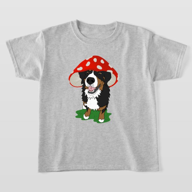 Bernese Mountain Hund Red Mushroom Cap T Shirt (Laydown)