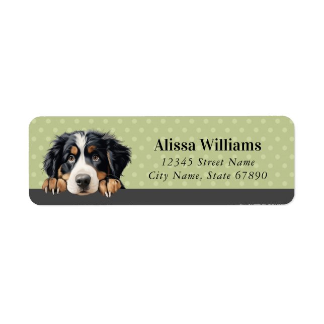 Bernese Mountain Hund Returetiketter Returadress Etikett (Framsidan)