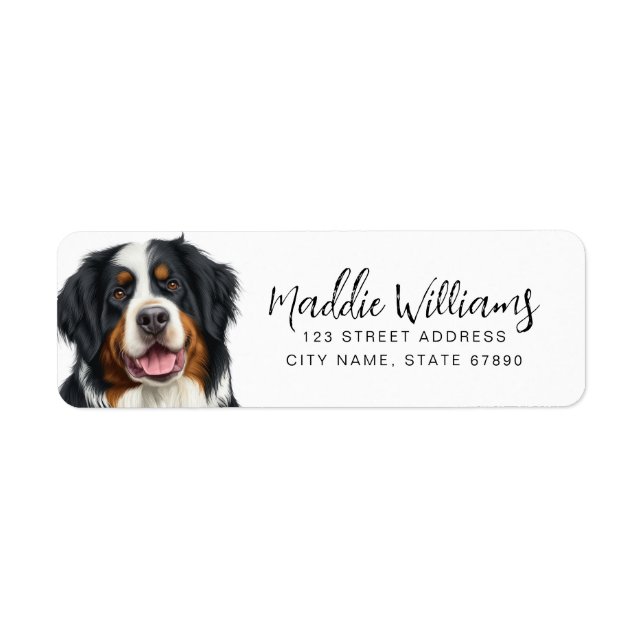 Bernese Mountain Hund Returetiketter Returadress Etikett (Framsidan)
