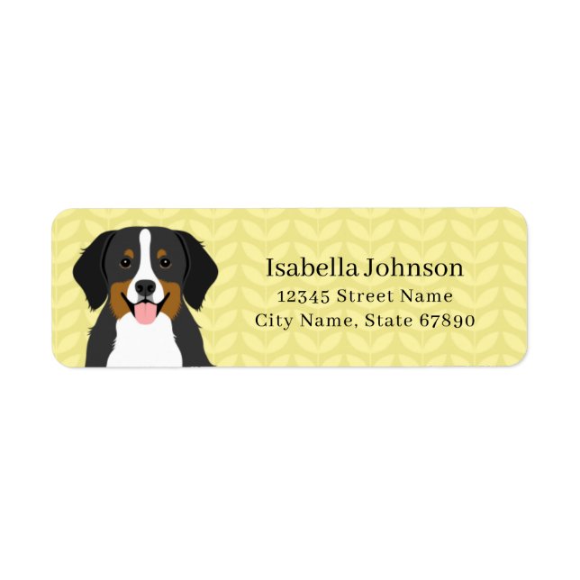 Bernese Mountain Hund Returetiketter Returadress Etikett (Framsidan)