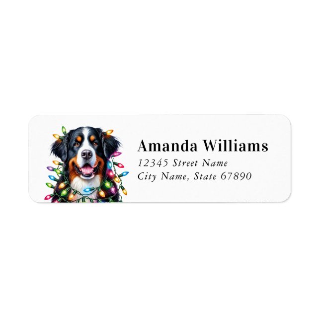 Bernese Mountain Hund Returetiketter Returadress Etikett (Framsidan)