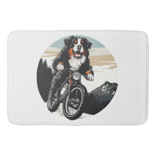 Bernese Mountain Hund Riding A Mountain Bike Badrumsmatta