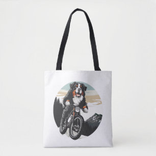 Bernese Mountain Hund Riding A Mountain Bike Tygkasse