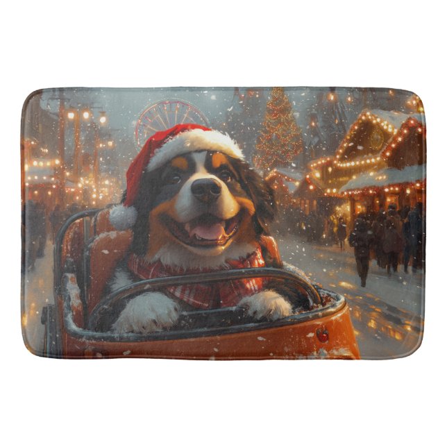 Bernese Mountain Hund Roller Underlägg jul Badrumsmatta (Framsidan)