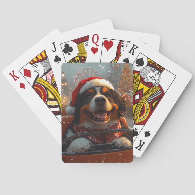 Bernese Mountain Hund Roller Underlägg jul Casinokort (Baksidan)